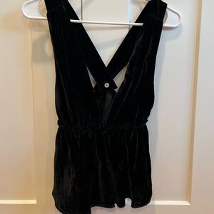 Free People Black Velvet Women's Top
